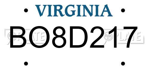 BO8D217 Virginia License Plate