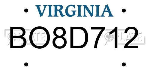 BO8D712 Virginia License Plate