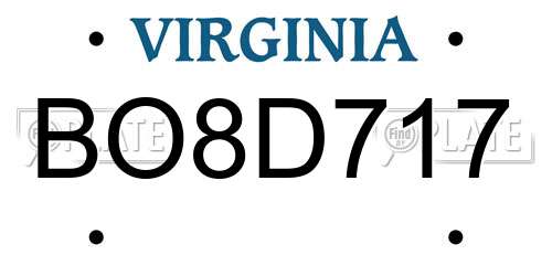 BO8D717 Virginia License Plate
