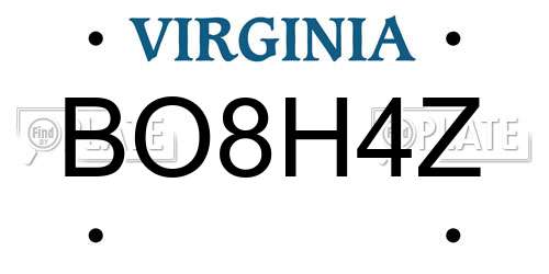 BO8H4Z Virginia License Plate