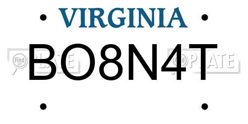 BO8N4T Virginia License Plate