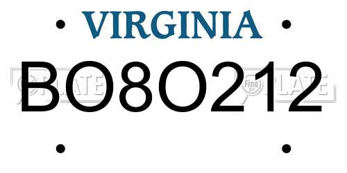 BO8O212 Virginia License Plate