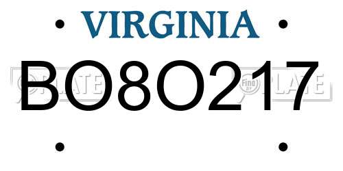 BO8O217 Virginia License Plate