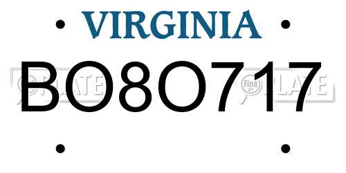 BO8O717 Virginia License Plate