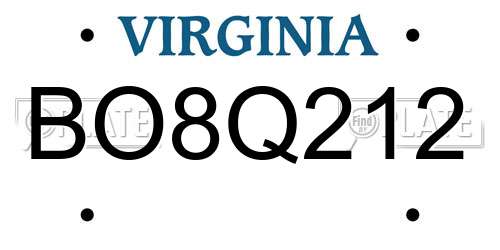 BO8Q212 Virginia License Plate