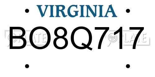 BO8Q717 Virginia License Plate