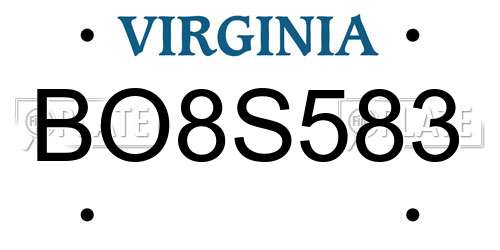 BO8S583 Virginia License Plate