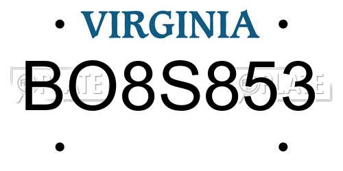 BO8S853 Virginia License Plate