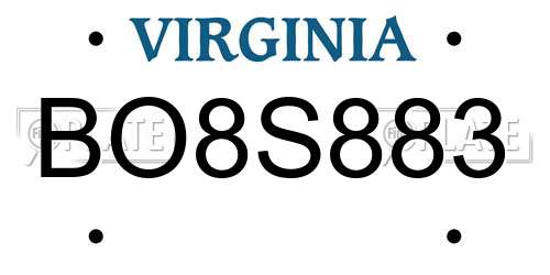 BO8S883 Virginia License Plate