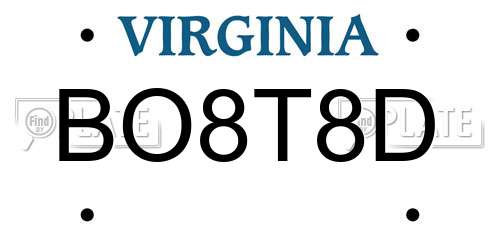 BO8T8D Virginia License Plate