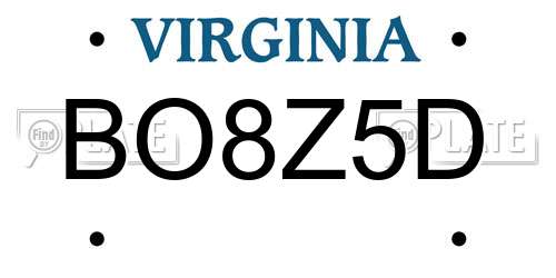 BO8Z5D Virginia License Plate