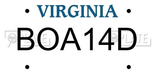 BOA14D Virginia License Plate