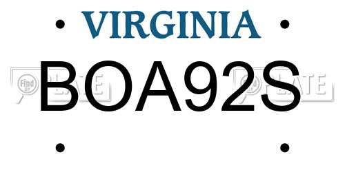 BOA92S Virginia License Plate