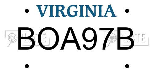 BOA97B Virginia License Plate
