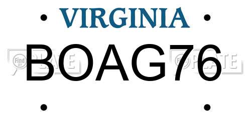 BOAG76 Virginia License Plate