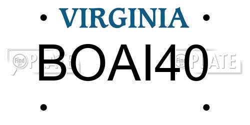 BOAI40 Virginia License Plate