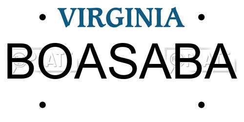 BOASABA Virginia License Plate