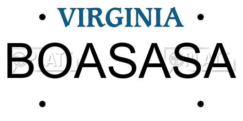 BOASASA Virginia License Plate