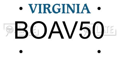 BOAV50 Virginia License Plate