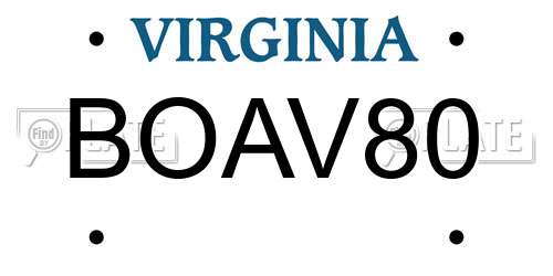 BOAV80 Virginia License Plate