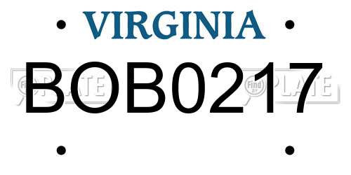 BOB0217 Virginia License Plate