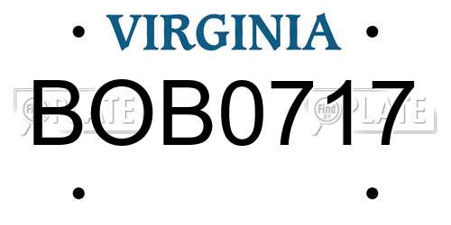 BOB0717 Virginia License Plate