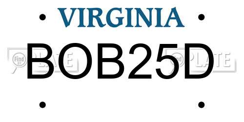 BOB25D Virginia License Plate