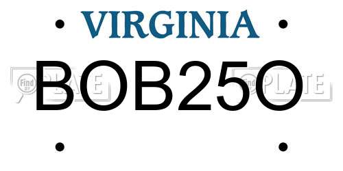 BOB25O Virginia License Plate