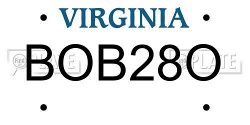 BOB28O Virginia License Plate