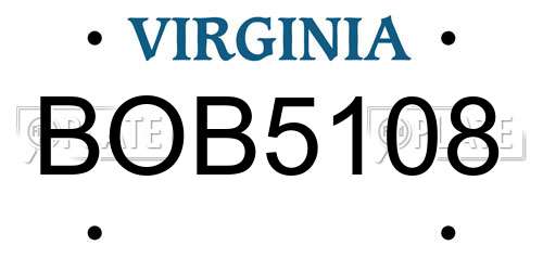 BOB5108 Virginia License Plate