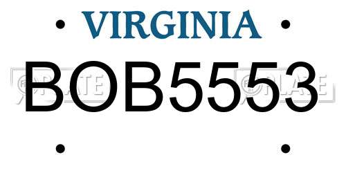 BOB5553 Virginia License Plate