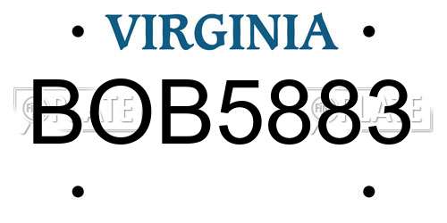BOB5883 Virginia License Plate