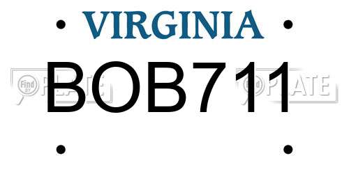 BOB711 Virginia License Plate