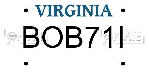 BOB71I Virginia License Plate
