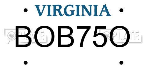 BOB75O Virginia License Plate