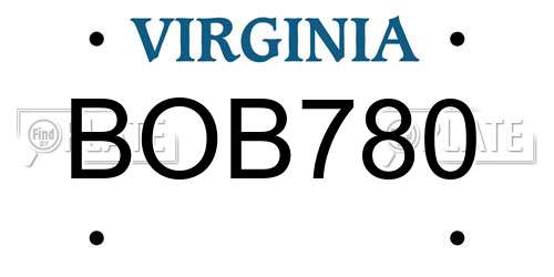BOB780 Virginia License Plate