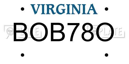 BOB78O Virginia License Plate