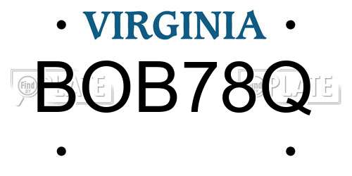 BOB78Q Virginia License Plate