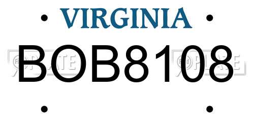 BOB8108 Virginia License Plate