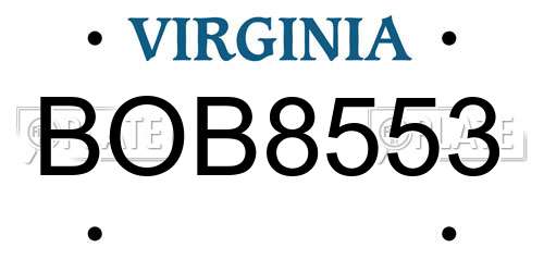 BOB8553 Virginia License Plate