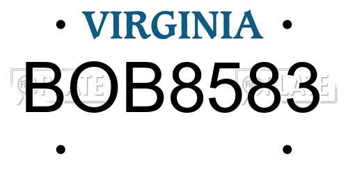 BOB8583 Virginia License Plate