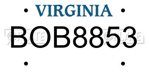 BOB8853 Virginia License Plate