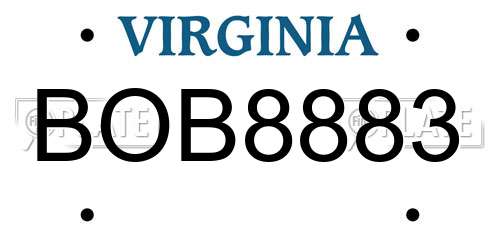 BOB8883 Virginia License Plate