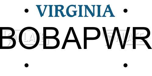 BOBAPWR Virginia License Plate