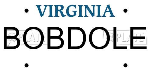 BOBDOLE Virginia License Plate