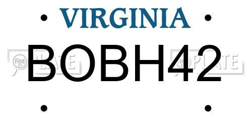 BOBH42 Virginia License Plate
