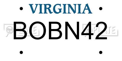 BOBN42 Virginia License Plate