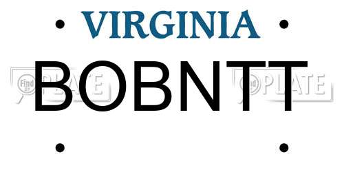 BOBNTT Virginia License Plate