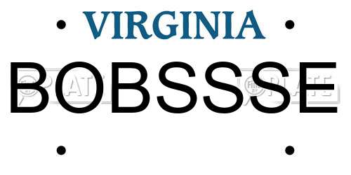 BOBSSSE Virginia License Plate