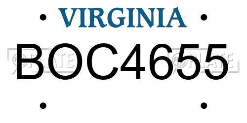 BOC4655 Virginia License Plate